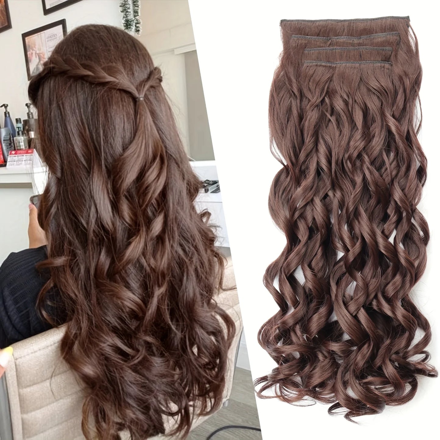 EXTENSIONES CABELLO por Capas 4 Piezas Rulos 50 cm Largo CABELLO 100% Similar al Cabello Natural 🥇