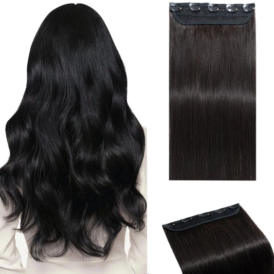 Extensiones Cortina 5 CLIP 100%  Cabello Humano ©️ Tono Negro Natural 1B (66 CM)