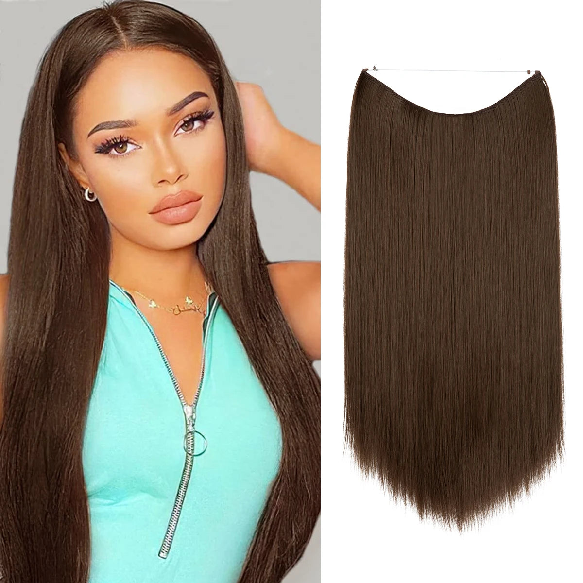 EXTENSIONES HILO INVISIBLE Balayage  Similar al Cabello Natural Premium🥇 55 cm largo Lisas