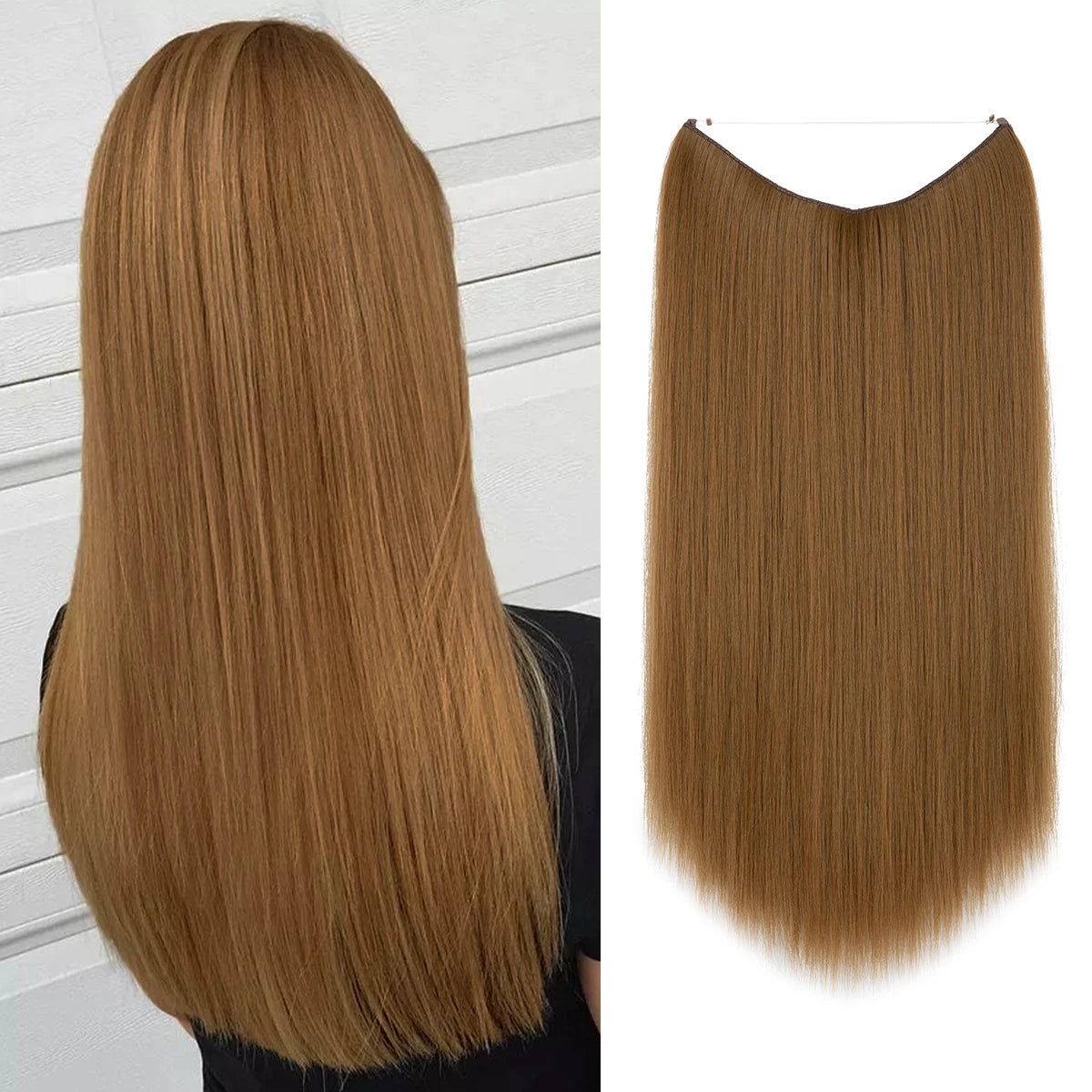 EXTENSIONES HILO INVISIBLE Balayage  Similar al Cabello Natural Premium🥇 55 cm largo Lisas