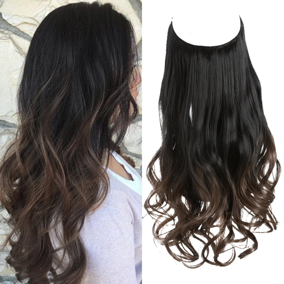Extensiones Cortina babylight Hilo Invisible 55 cm Largo (150gr) Cabello 100% Similar al Cabello Natural 🥇