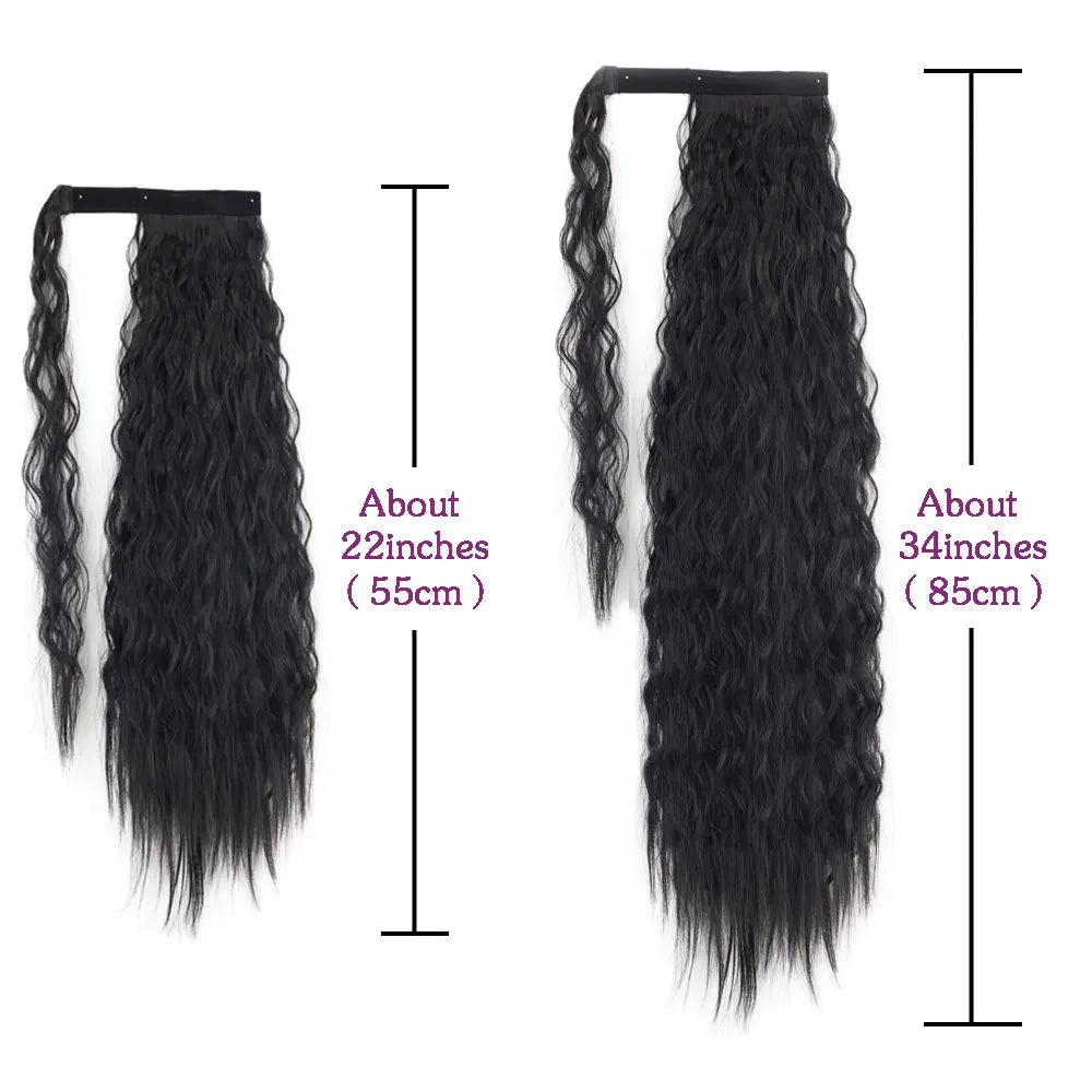Extensiones Coleta  55 cm y 80 cm de largo Ondas de Sirena Cabello 100% Similar al Cabello Natural 🥇