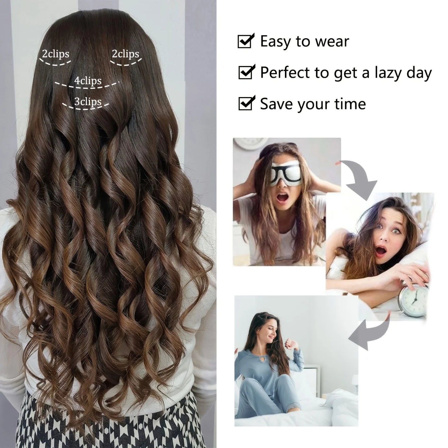 EXTENSIONES CABELLO por Capas 4 Piezas Rulos 50 cm Largo CABELLO 100% Similar al Cabello Natural 🥇