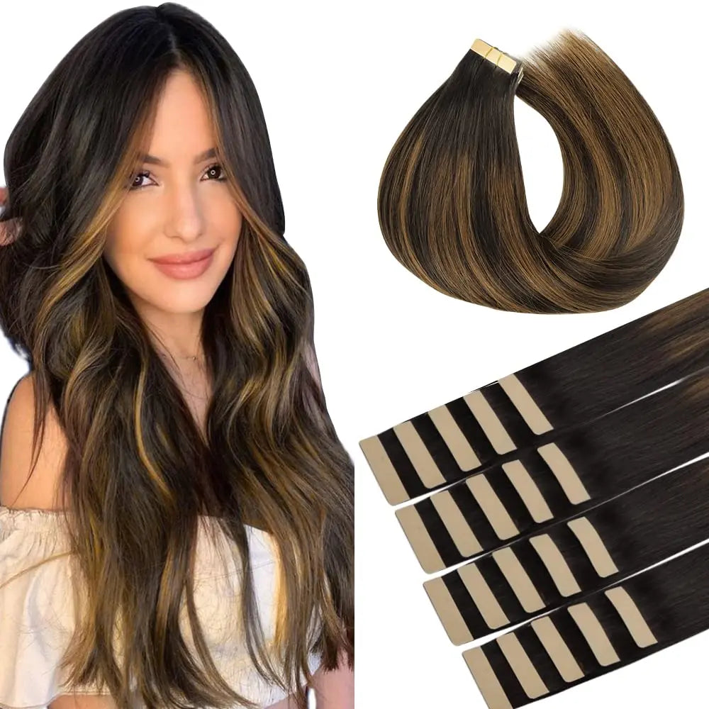 Extensiones Cabello Natural 100% Pegatina Invisible 60 cm Largo