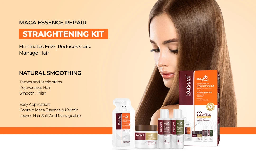 KIT ALISADOR Karseell Gold Keratina reparación rápida para alisar el cabello dañado, suave y liso