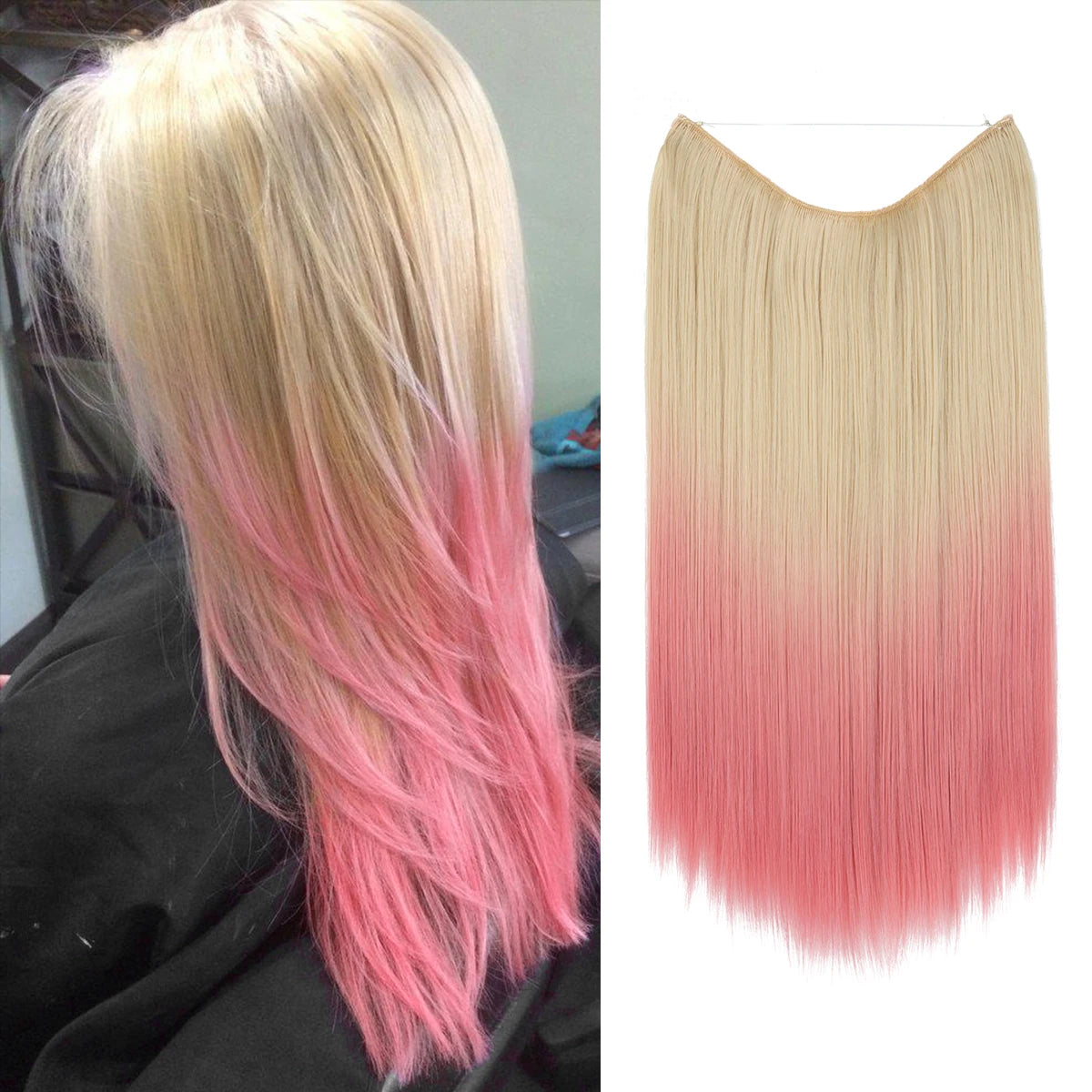 EXTENSIONES HILO INVISIBLE Balayage  Similar al Cabello Natural Premium🥇 55 cm largo Lisas