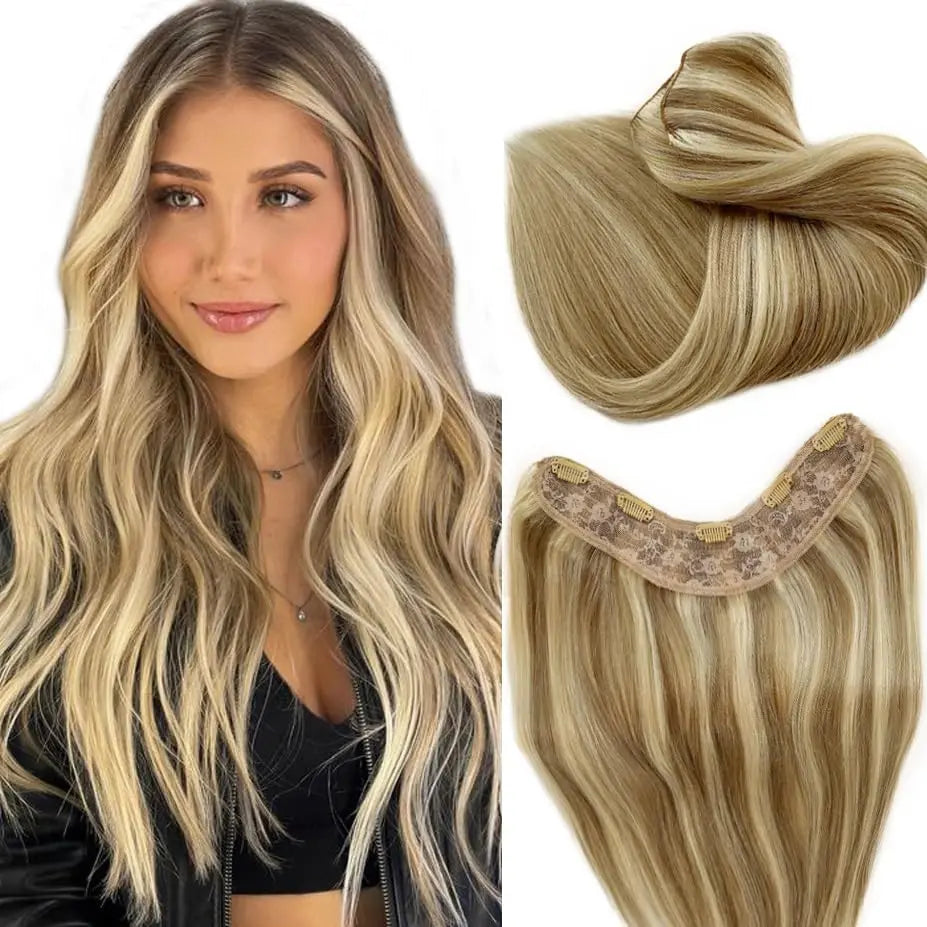 BALAYAGE Maxi Cortina 66 cm Cabello Humano 100% Natural tono rubio 8/613