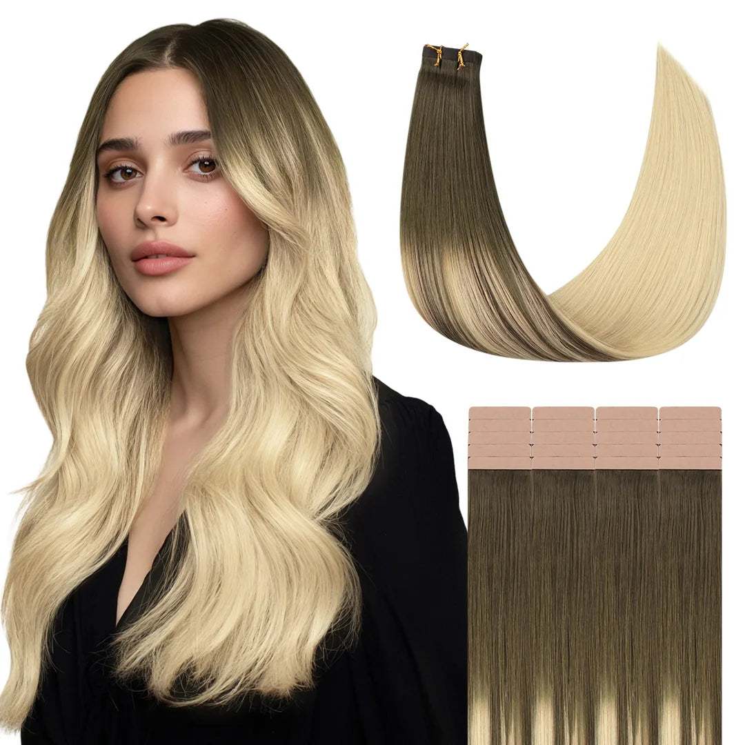 Extensiones Adhesivas Balayage 60 cm de largo Cabello Natural ©️ 100% Virgen