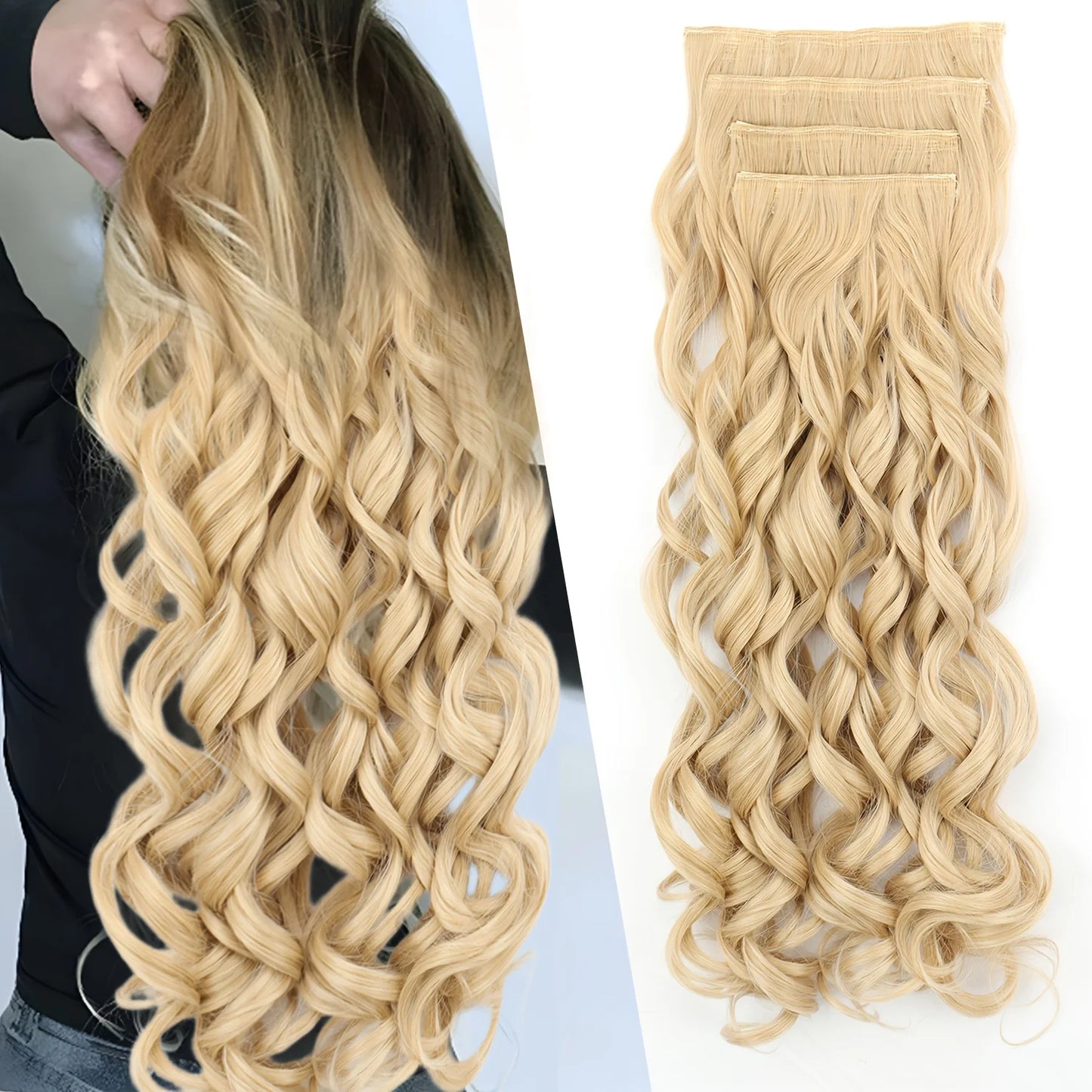 EXTENSIONES CABELLO por Capas 4 Piezas Rulos 50 cm Largo CABELLO 100% Similar al Cabello Natural 🥇