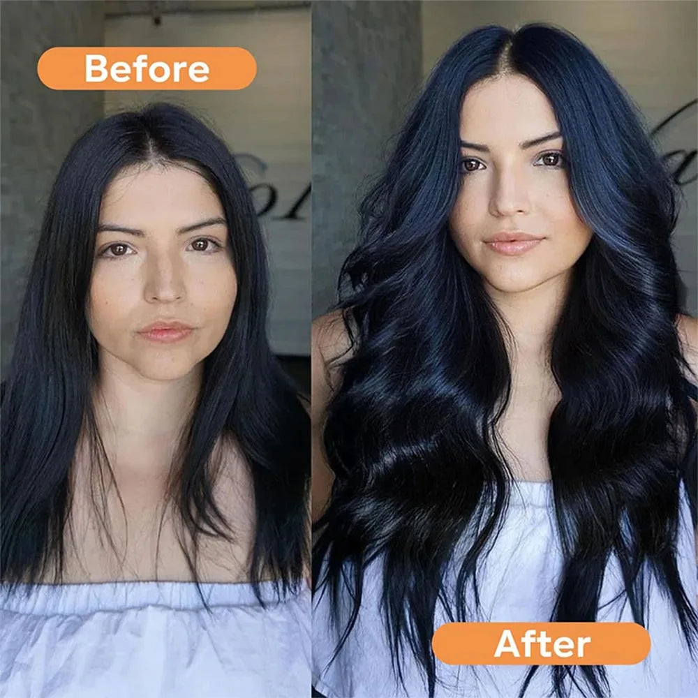 Extensiones Cortina 5 CLIP 100%  Cabello Humano ©️ Tono Negro Natural 1B (66 CM)