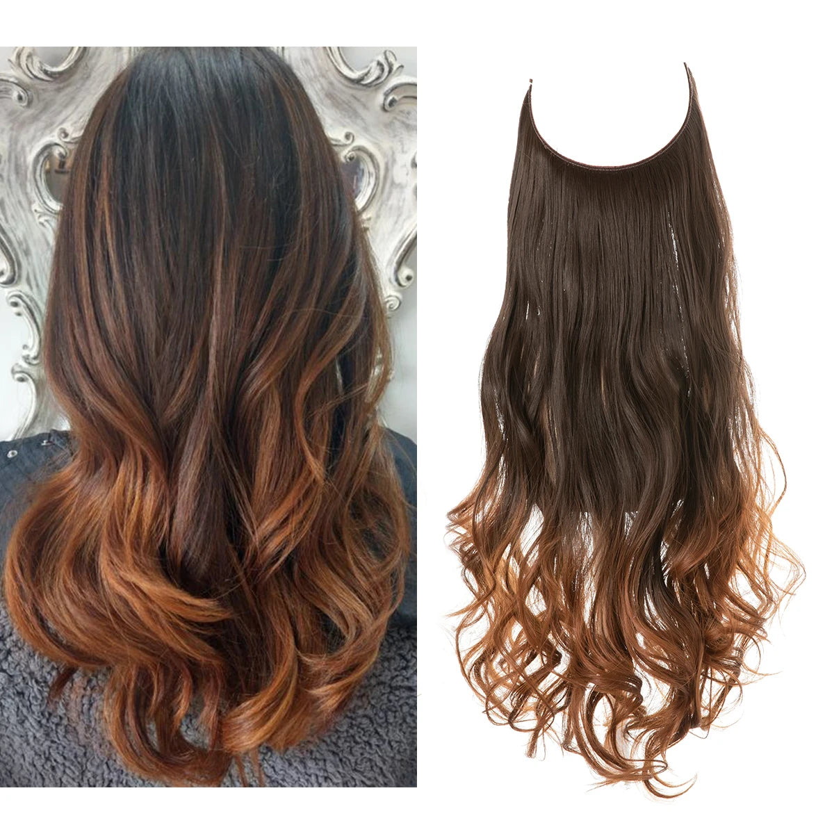 Extensiones Cortina babylight Hilo Invisible 55 cm Largo (150gr) Cabello 100% Similar al Cabello Natural 🥇