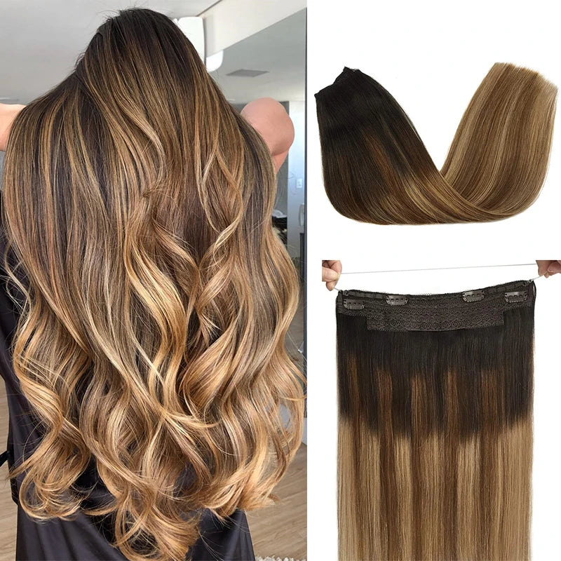 Extensiones de Cabello Natural 100% ©️ Balayage Hilo Invisible