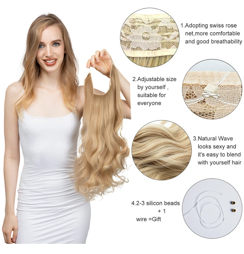 Extensiones Cortina babylight Hilo Invisible 55 cm Largo (150gr) Cabello 100% Similar al Cabello Natural 🥇