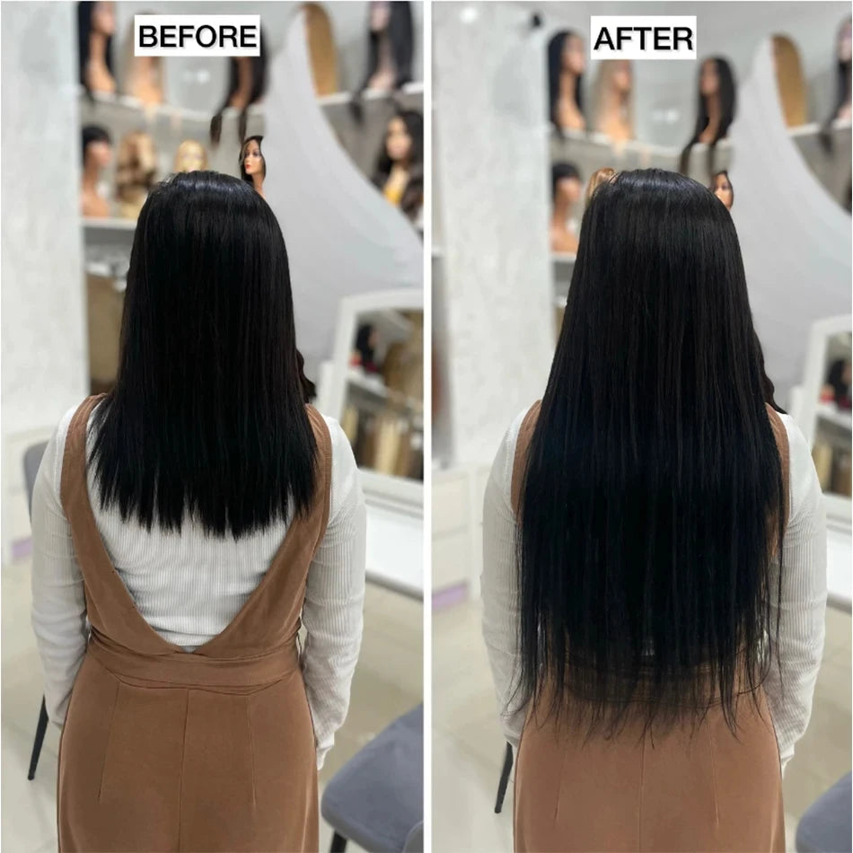 Extensiones Cortina 5 CLIP 100%  Cabello Humano ©️ Tono Negro Natural 1B (66 CM)