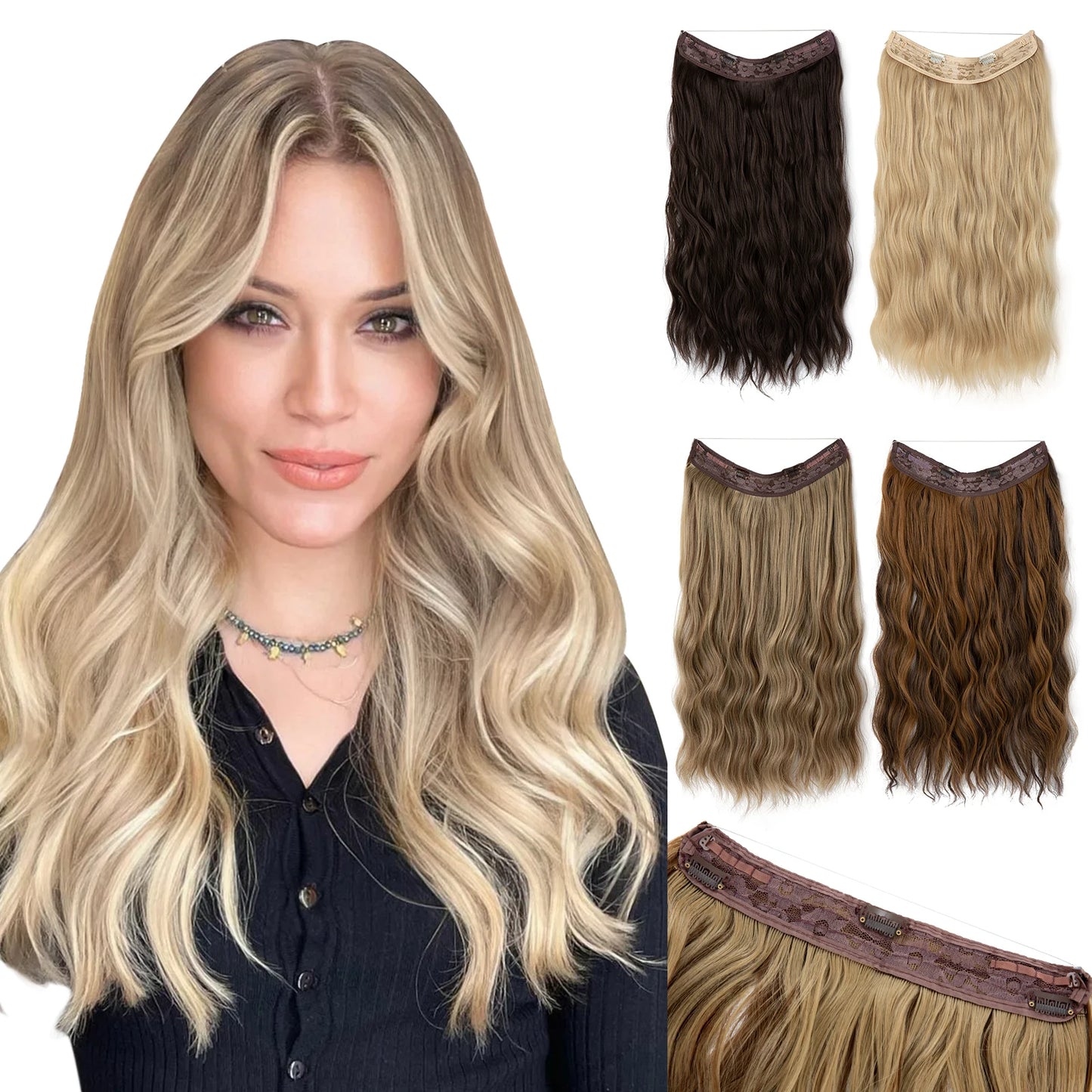 MAXI CORTINA HILO INVIBLE Balayage Semi Natural🥇 60 cm