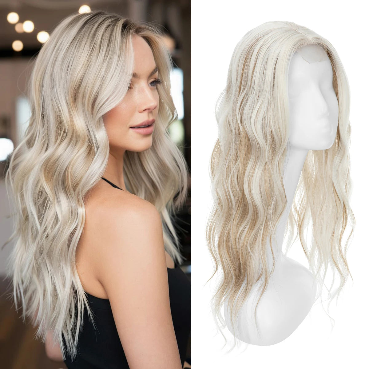 Corona Ondulada 55 cm Largo Cabello Organico Premium