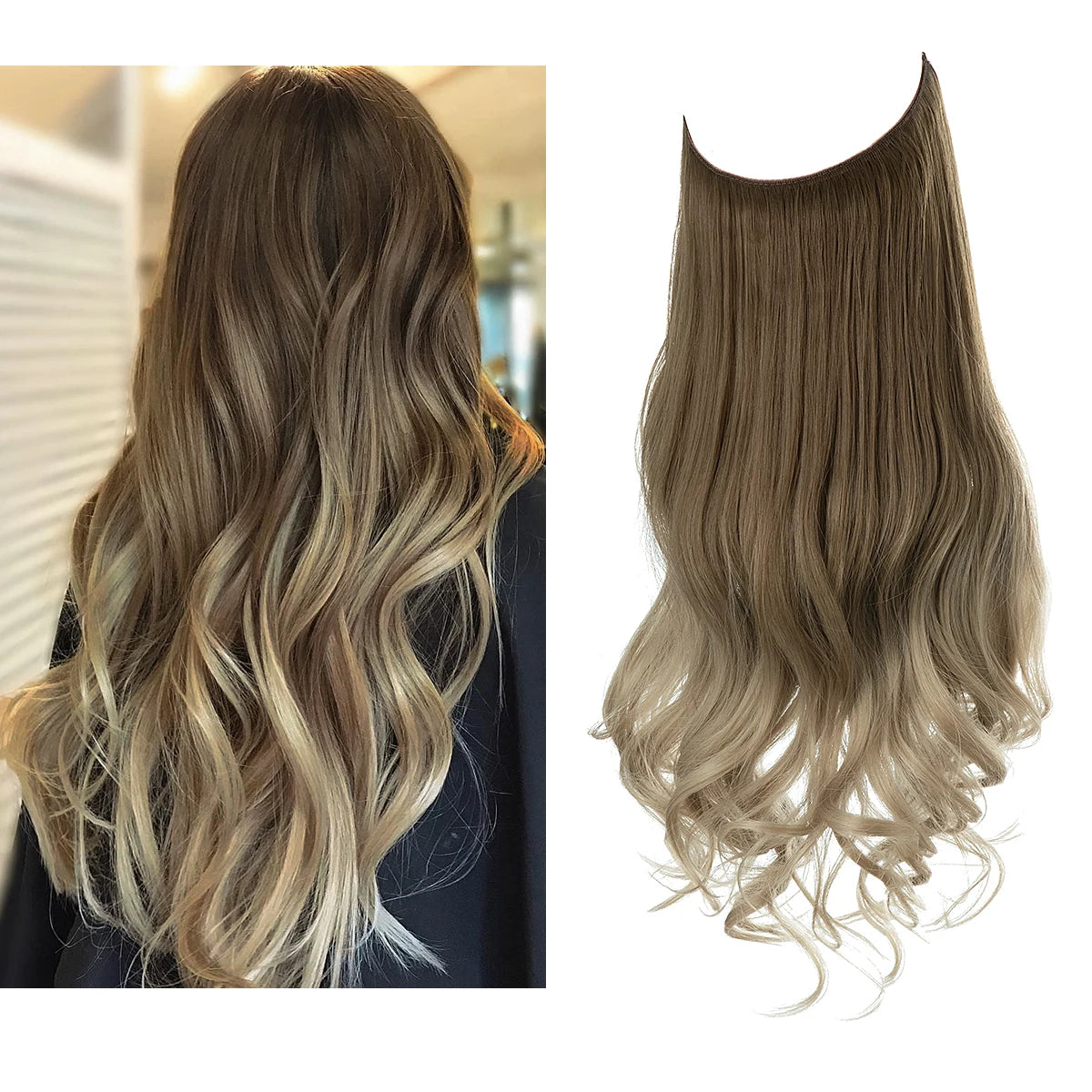 Extensiones Cortina babylight Hilo Invisible 55 cm Largo (150gr) Cabello 100% Similar al Cabello Natural 🥇