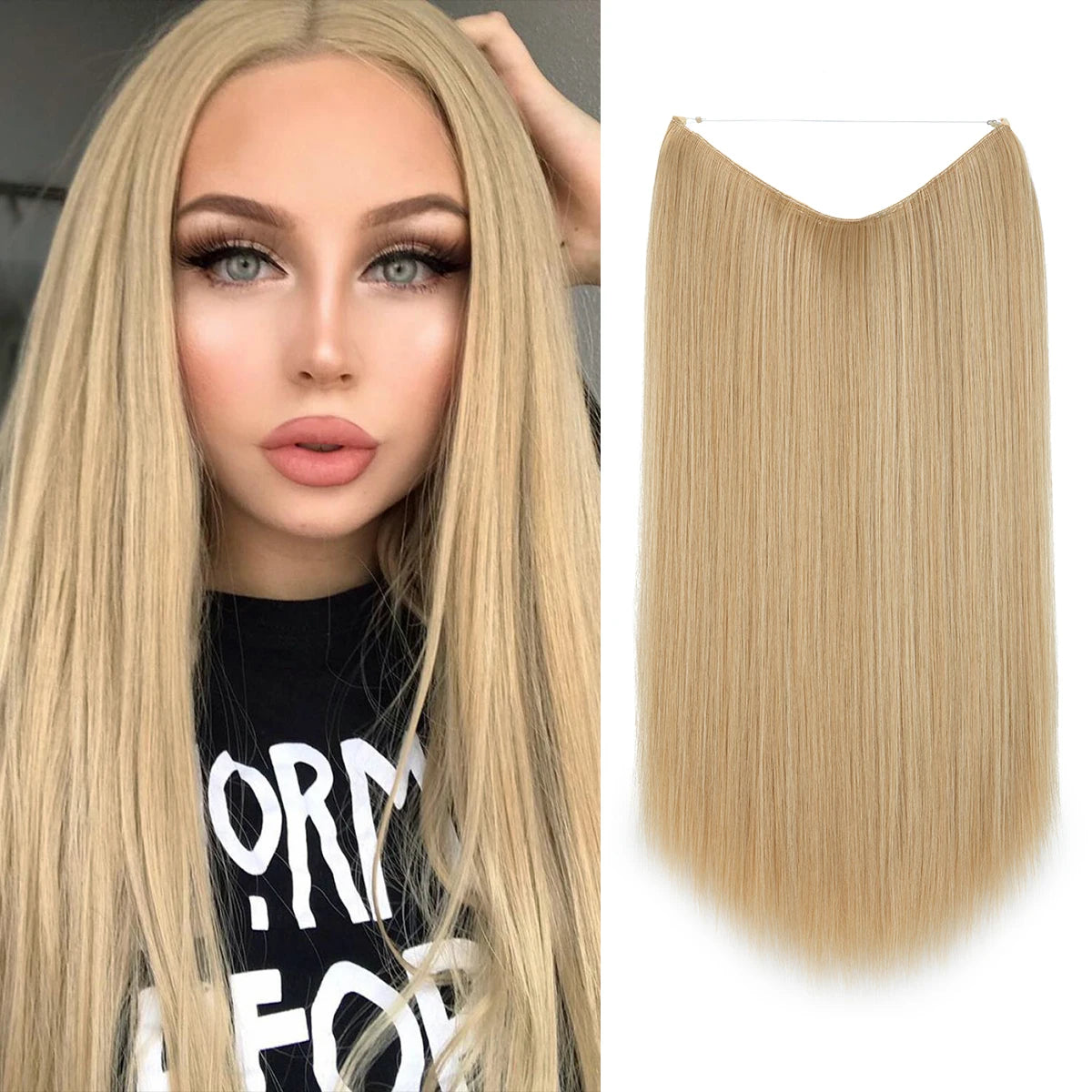 EXTENSIONES HILO INVISIBLE Balayage  Similar al Cabello Natural Premium🥇 55 cm largo Lisas