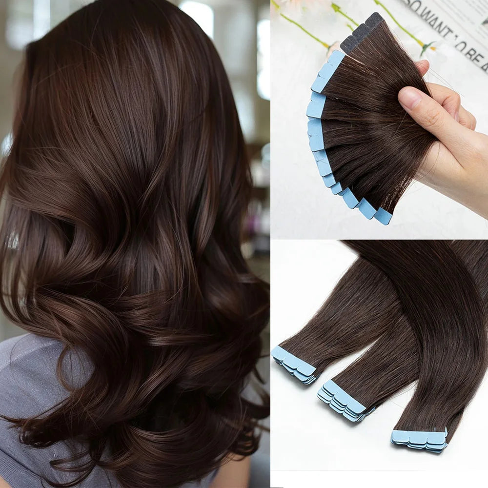 Pack 20 Mechas de  60 cm Largo  Cabello 100% Natural©️  Adhesiva doble cara