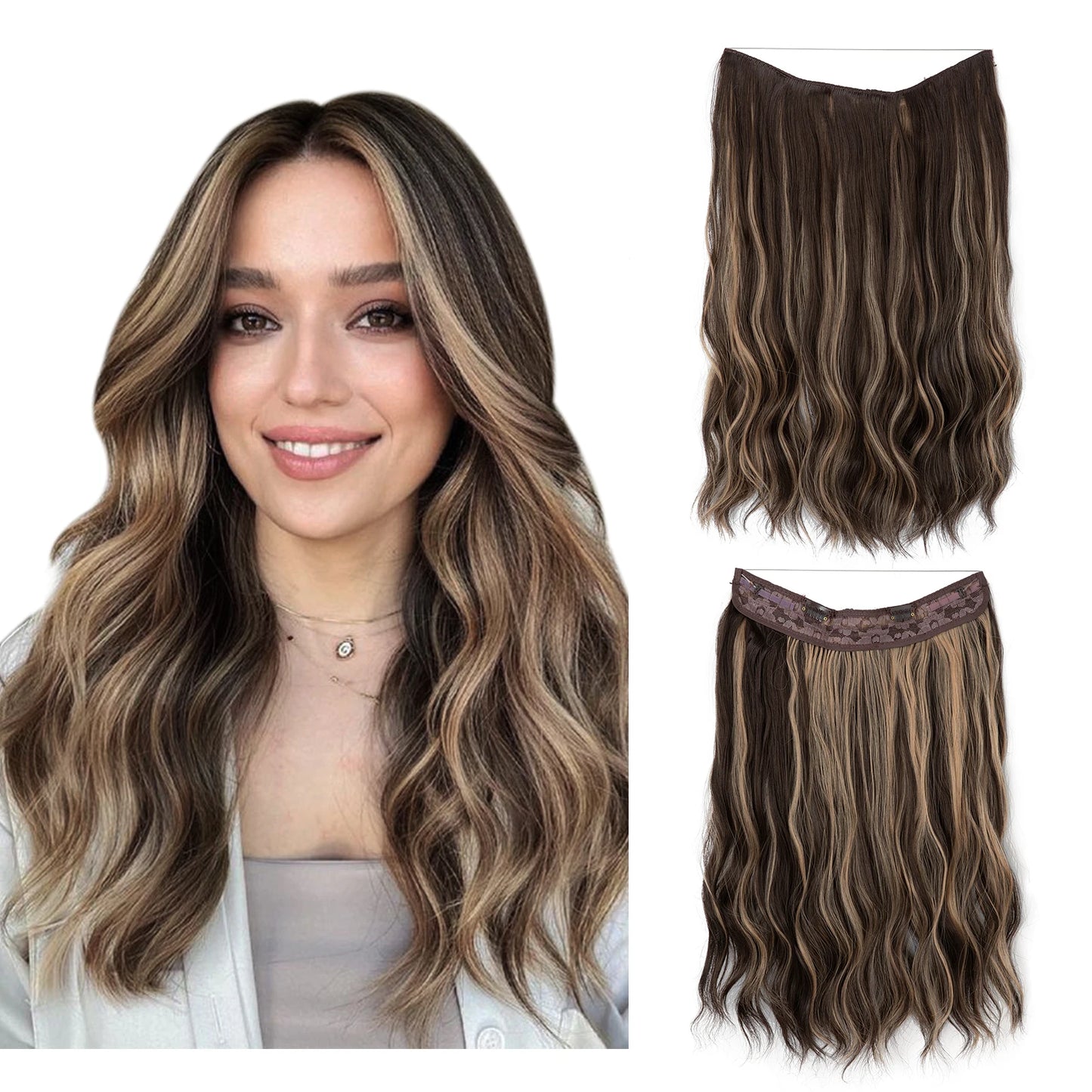 MAXI CORTINA HILO INVIBLE Balayage Semi Natural🥇 60 cm