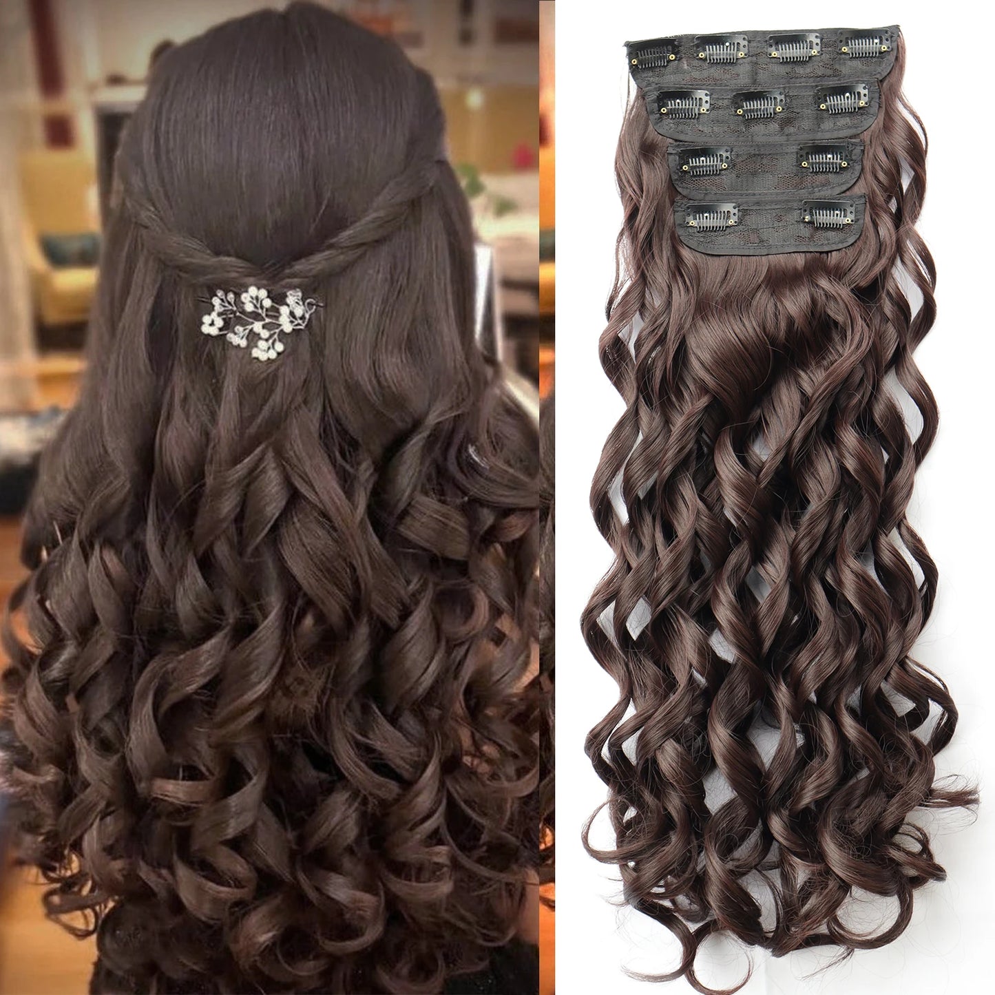 EXTENSIONES CABELLO por Capas 4 Piezas Rulos 50 cm Largo CABELLO 100% Similar al Cabello Natural 🥇