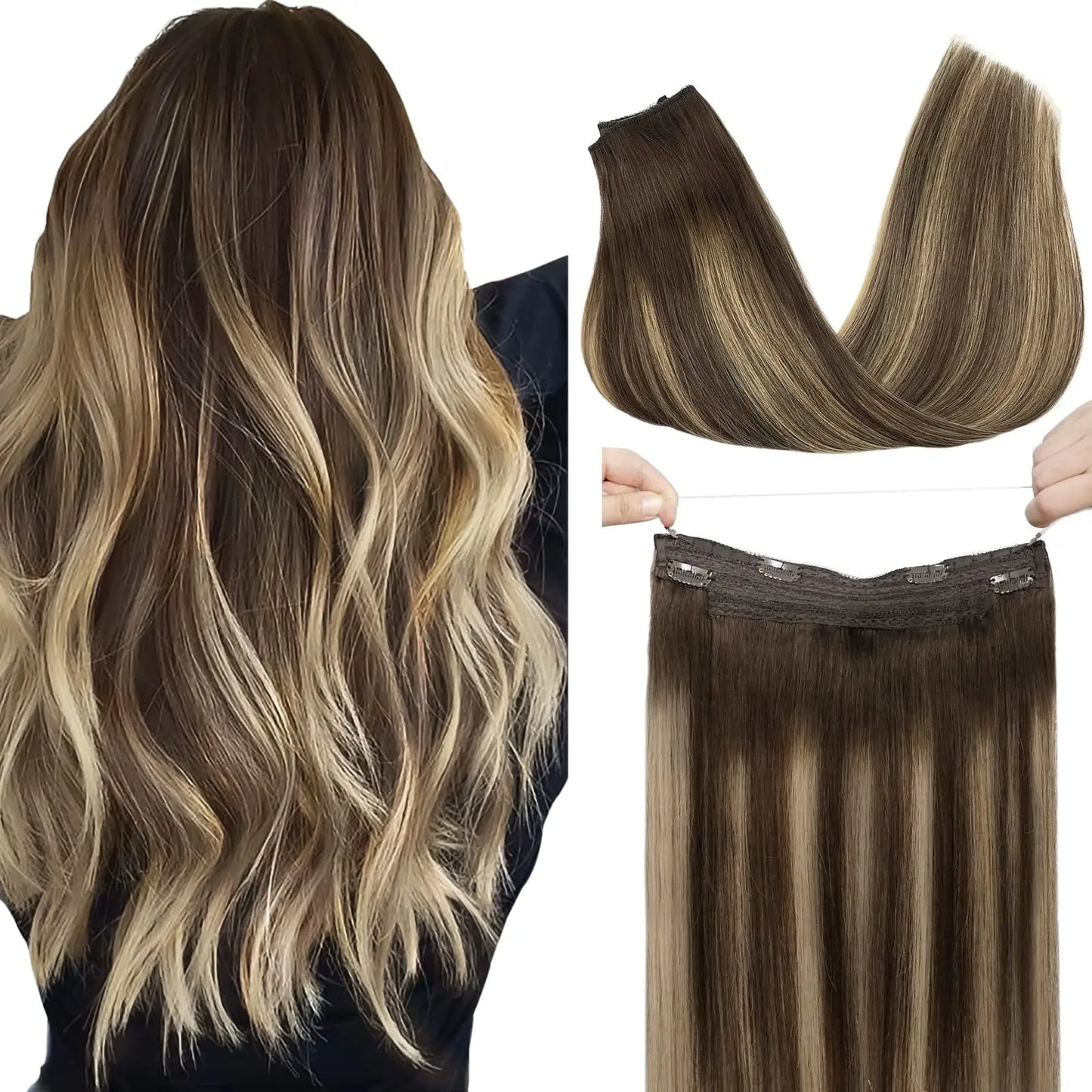 Extensiones de Cabello Natural 100% ©️ Balayage Hilo Invisible