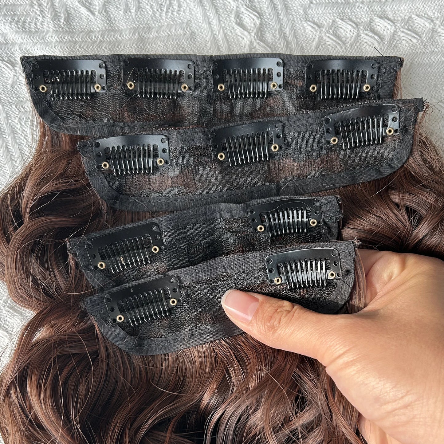 EXTENSIONES CABELLO por Capas 4 Piezas Rulos 50 cm Largo CABELLO 100% Similar al Cabello Natural 🥇