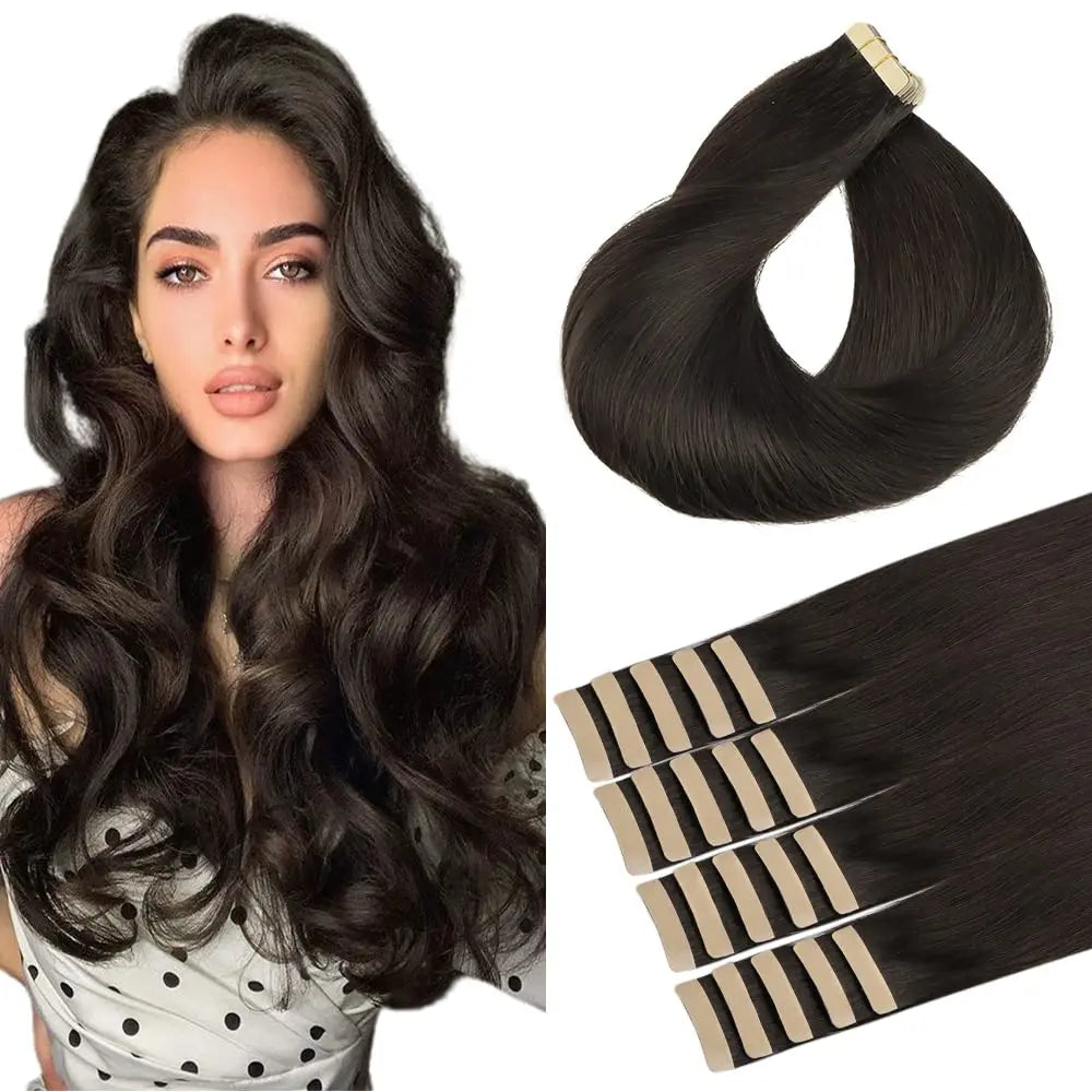 Extensiones Cabello Natural 100% Pegatina Invisible 60 cm Largo