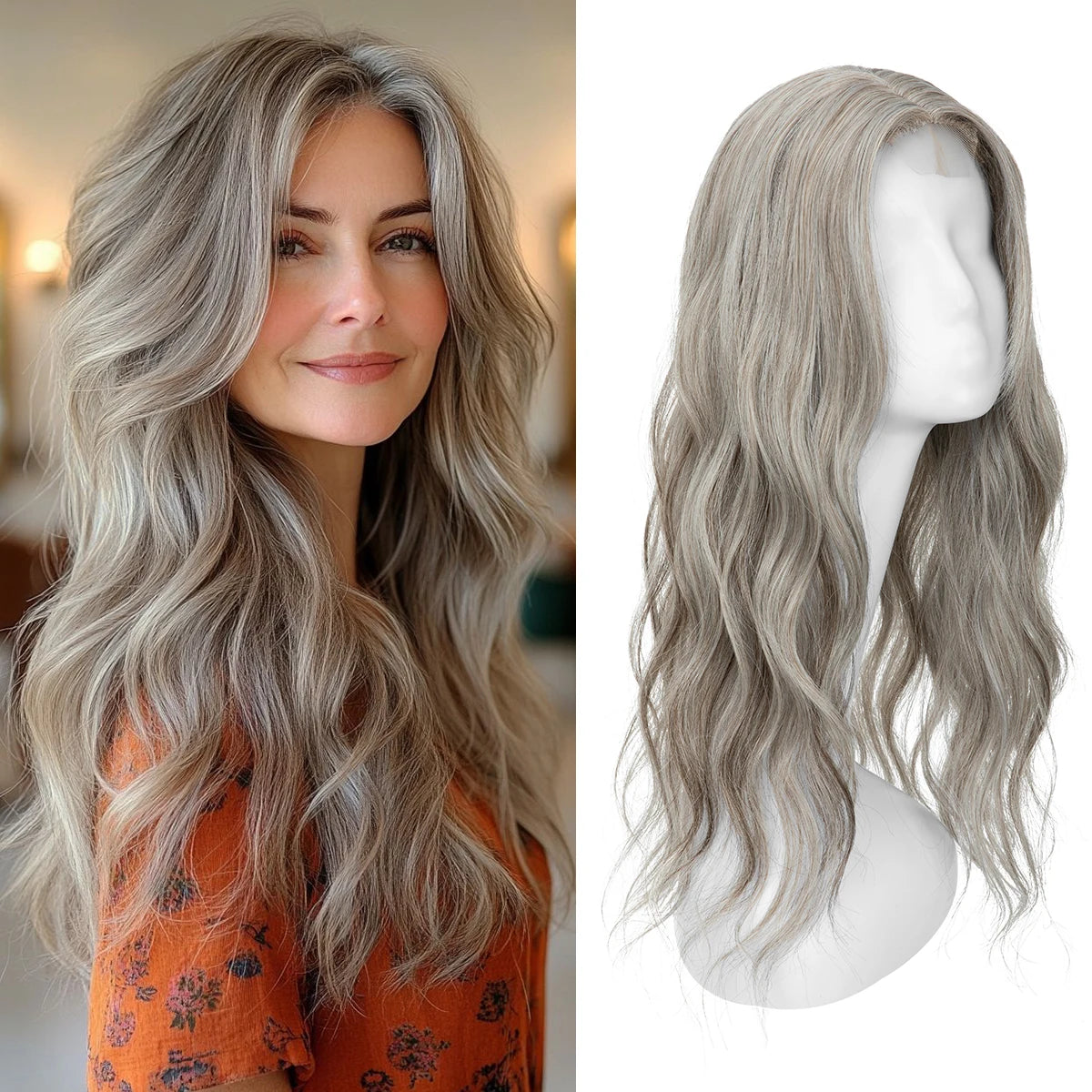 Corona Ondulada 55 cm Largo Cabello Organico Premium