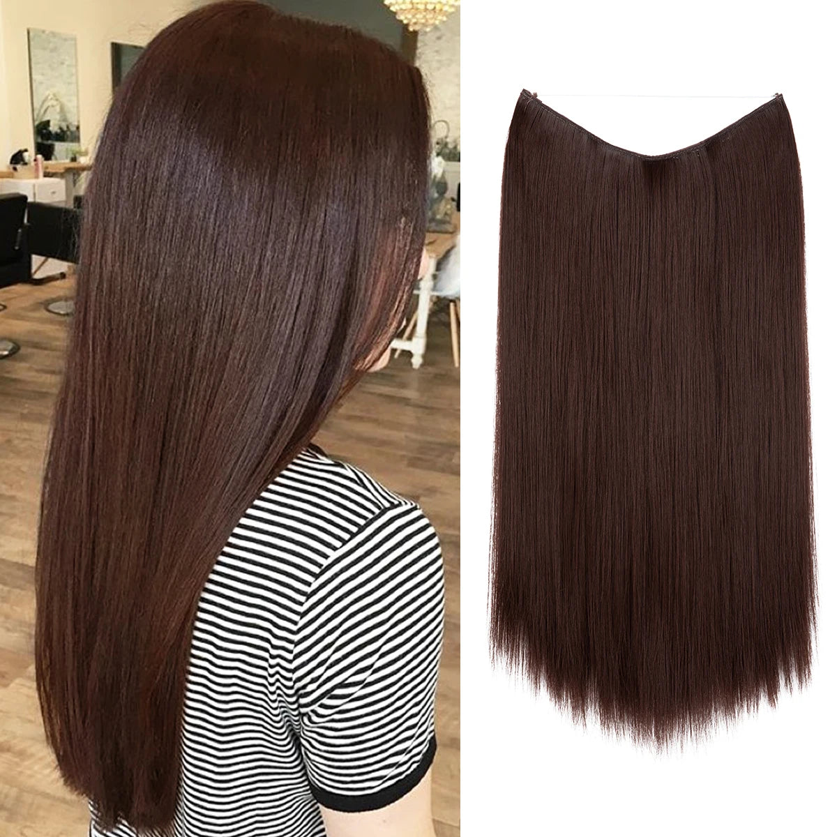 EXTENSIONES HILO INVISIBLE Balayage  Similar al Cabello Natural Premium🥇 55 cm largo Lisas
