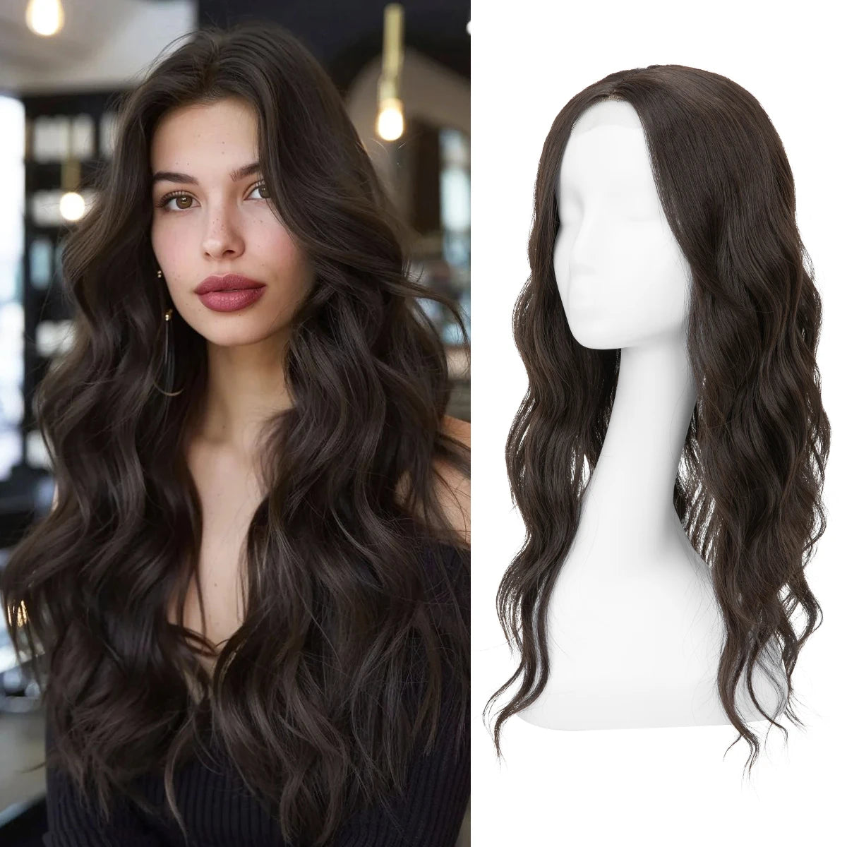 Corona Ondulada 55 cm Largo Cabello Organico Premium