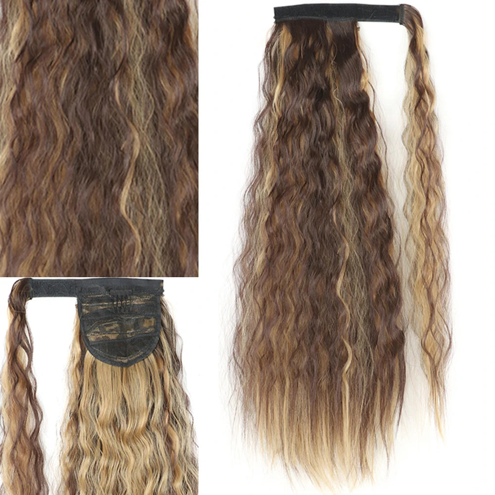 Extensiones Coleta  55 cm y 80 cm de largo Ondas de Sirena Cabello 100% Similar al Cabello Natural 🥇