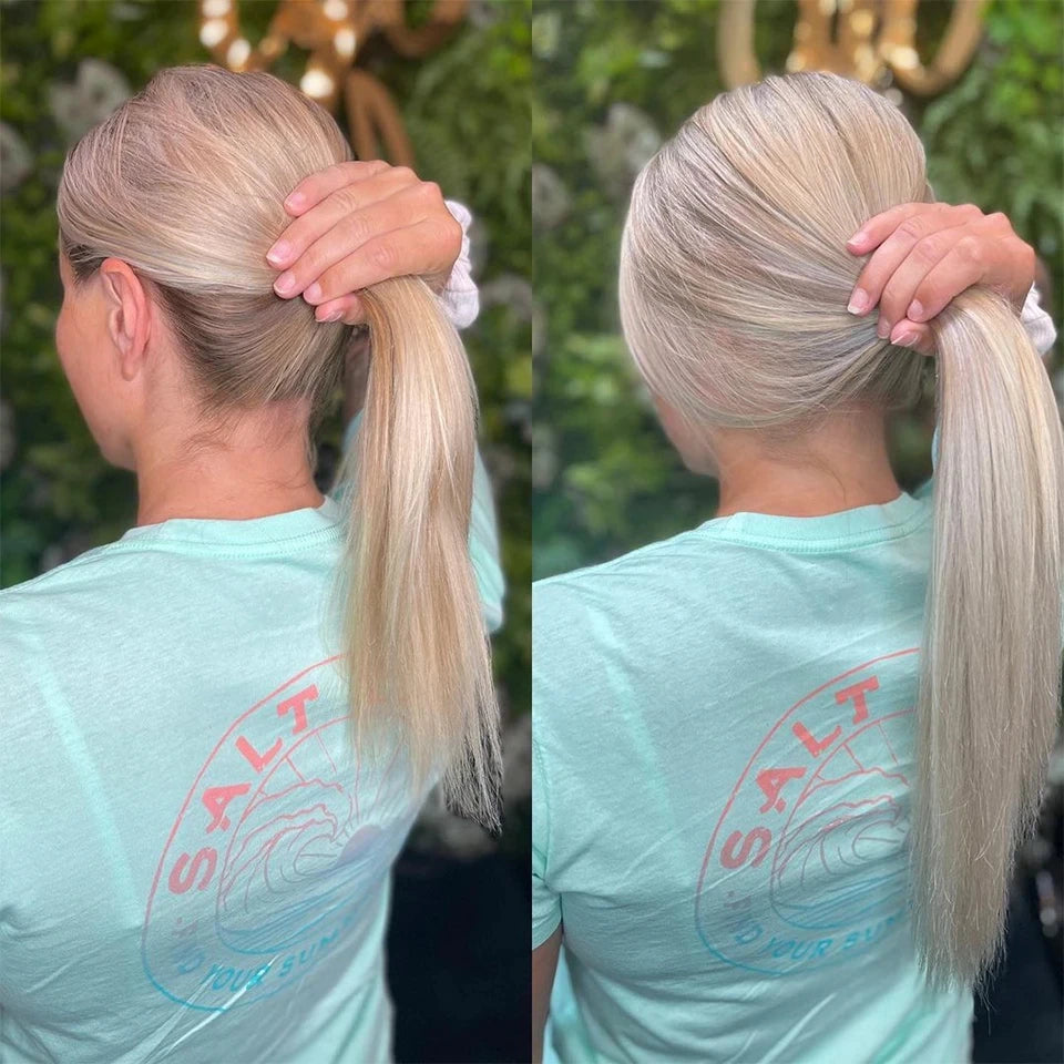 BALAYAGE Maxi Cortina 66 cm Cabello Humano 100% Natural tono rubio 8/613