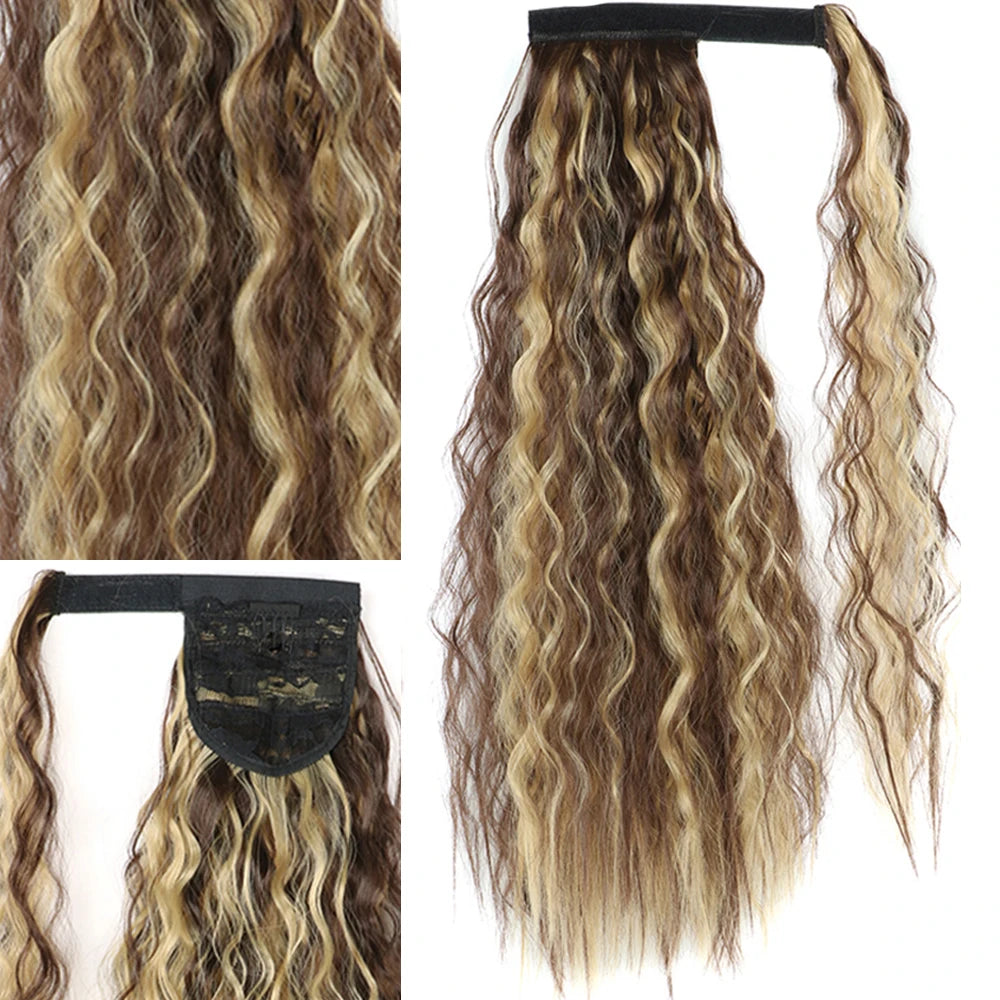 Extensiones Coleta  55 cm y 80 cm de largo Ondas de Sirena Cabello 100% Similar al Cabello Natural 🥇
