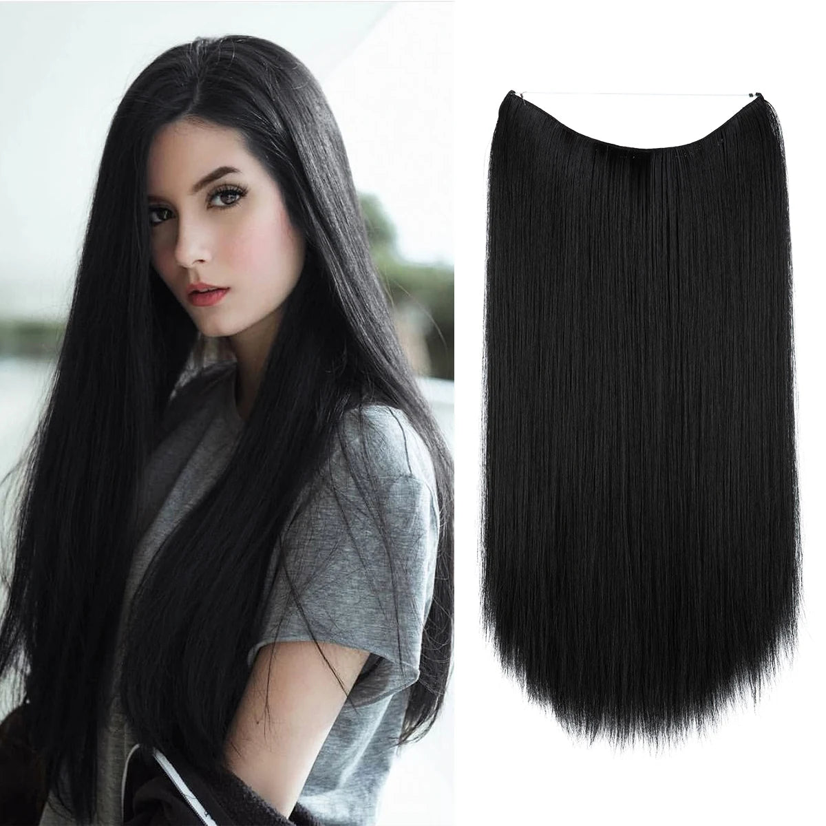 EXTENSIONES HILO INVISIBLE Balayage  Similar al Cabello Natural Premium🥇 55 cm largo Lisas