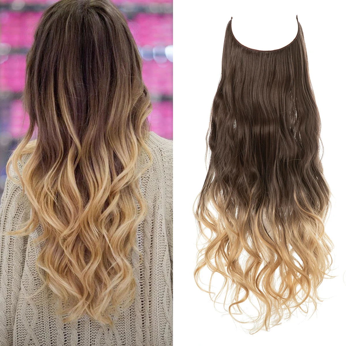 Extensiones Cortina babylight Hilo Invisible 55 cm Largo (150gr) Cabello 100% Similar al Cabello Natural 🥇