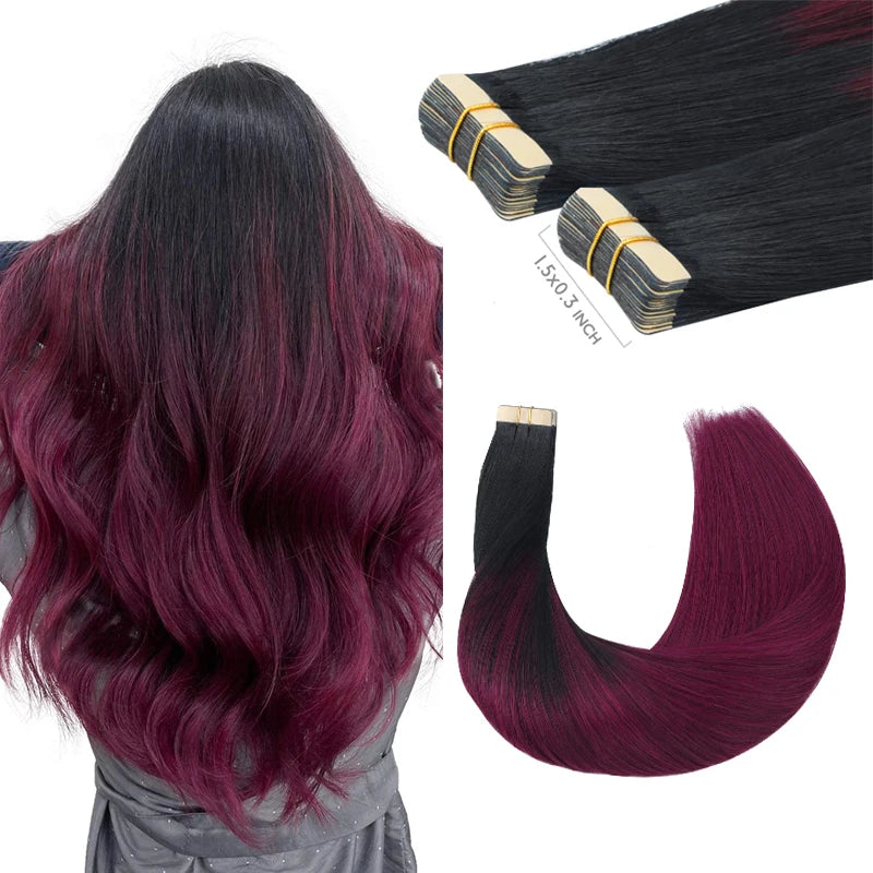 Extensiones Cabello Natural 100% Pegatina Invisible 60 cm Largo
