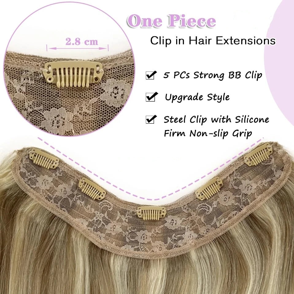 BALAYAGE Maxi Cortina 66 cm Cabello Humano 100% Natural tono rubio 8/613