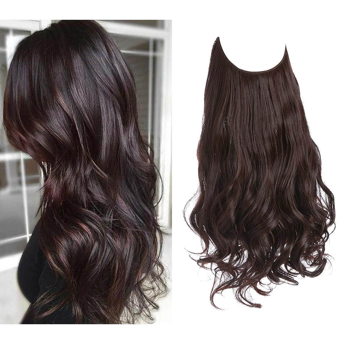 Extensiones Cortina babylight Hilo Invisible 55 cm Largo (150gr) Cabello 100% Similar al Cabello Natural 🥇