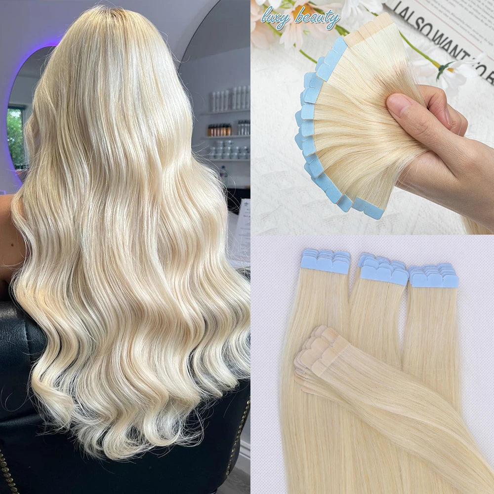 Pack 20 Mechas de  60 cm Largo  Cabello 100% Natural©️  Adhesiva doble cara