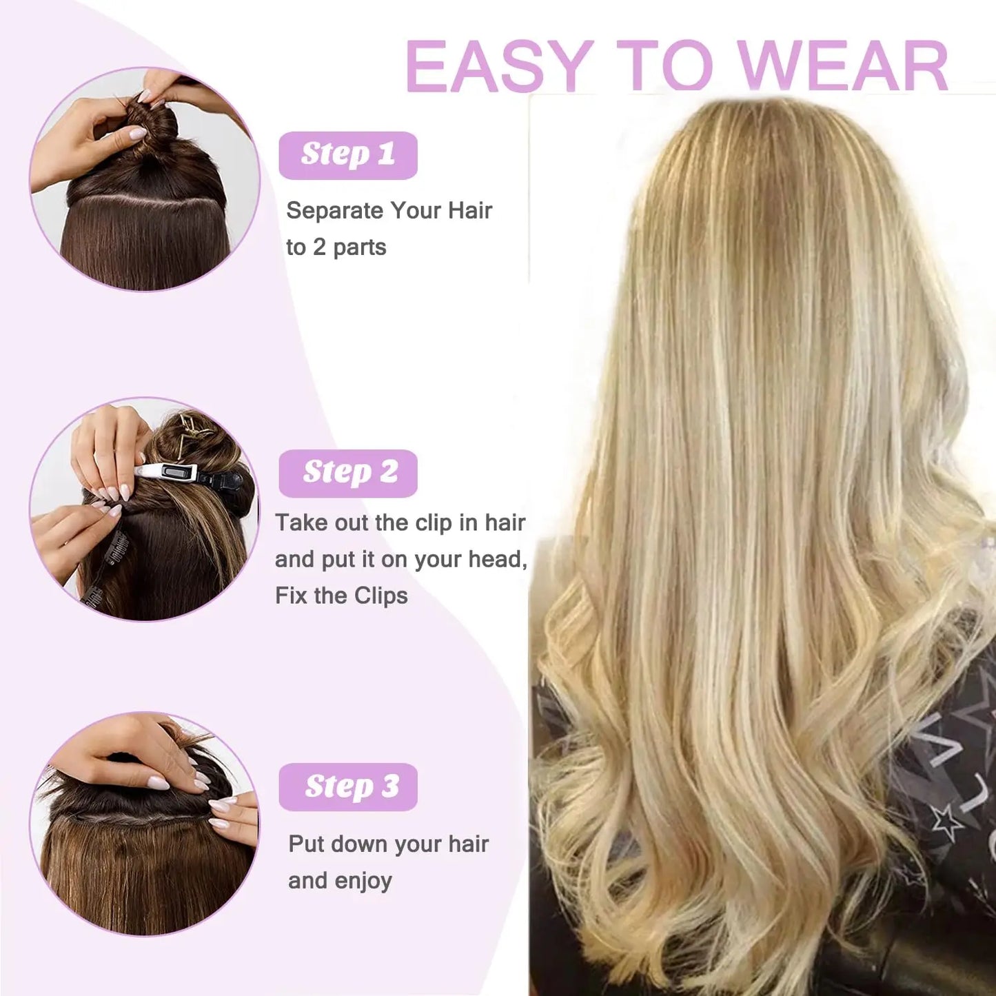 BALAYAGE Maxi Cortina 66 cm Cabello Humano 100% Natural tono rubio 8/613