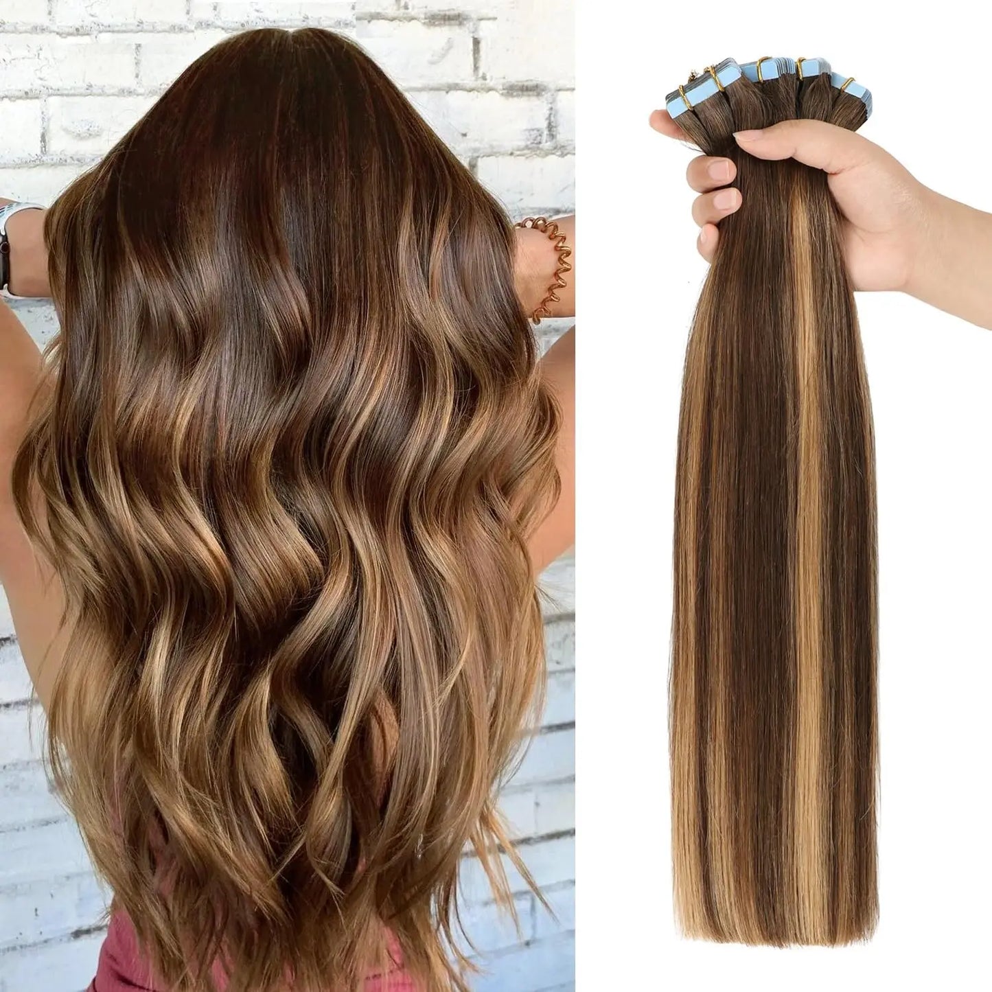 BALAYAGE 20pcs Extensiones Adhesivas  cabello humano 100 % Natural 66 cm