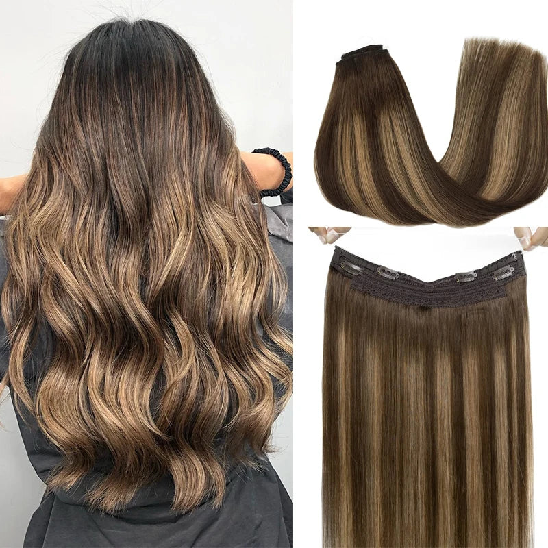 Extensiones de Cabello Natural 100% ©️ Balayage Hilo Invisible