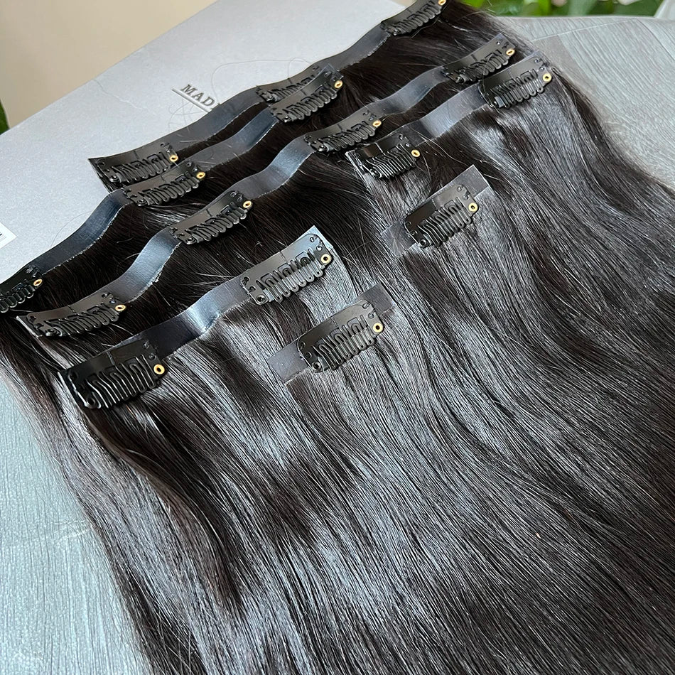 Extensiones de Cabello 100% Natural©️ Tono #1B Castaño Oscuro