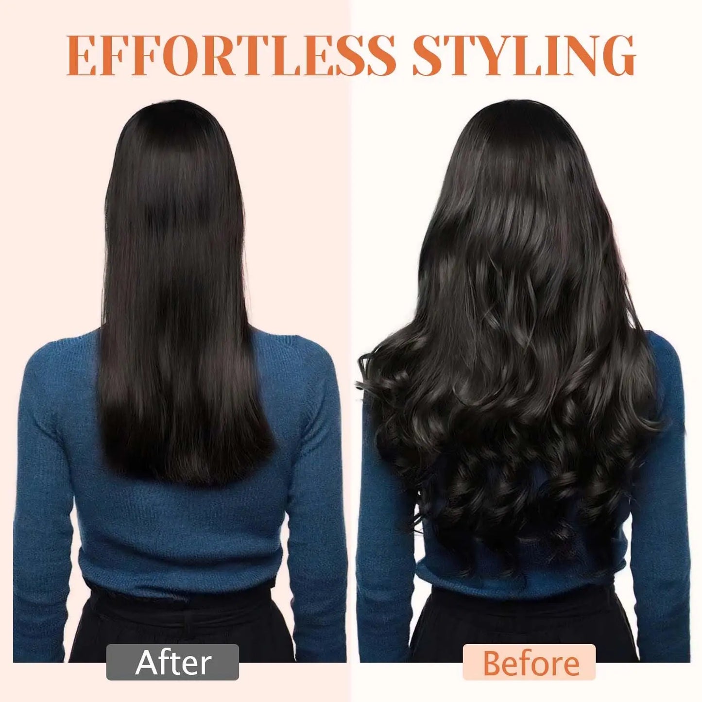 Extensiones Cortina 5 CLIP 100%  Cabello Humano ©️ Tono Negro Natural 1B (66 CM)