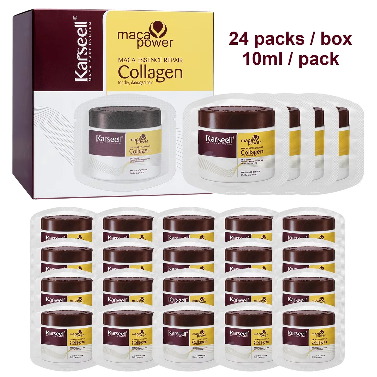 NUEVO BOX 24 PACK Karseell©️ Mascara Colágeno Original