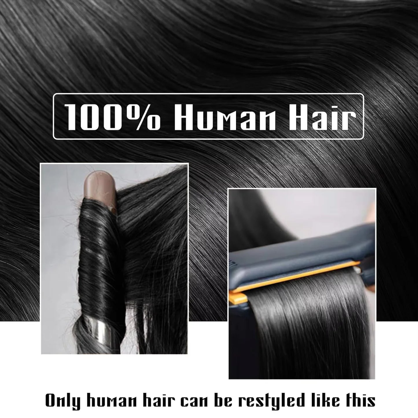 Extensiones Cortina 5 CLIP 100%  Cabello Humano ©️ Tono Negro Natural 1B (66 CM)