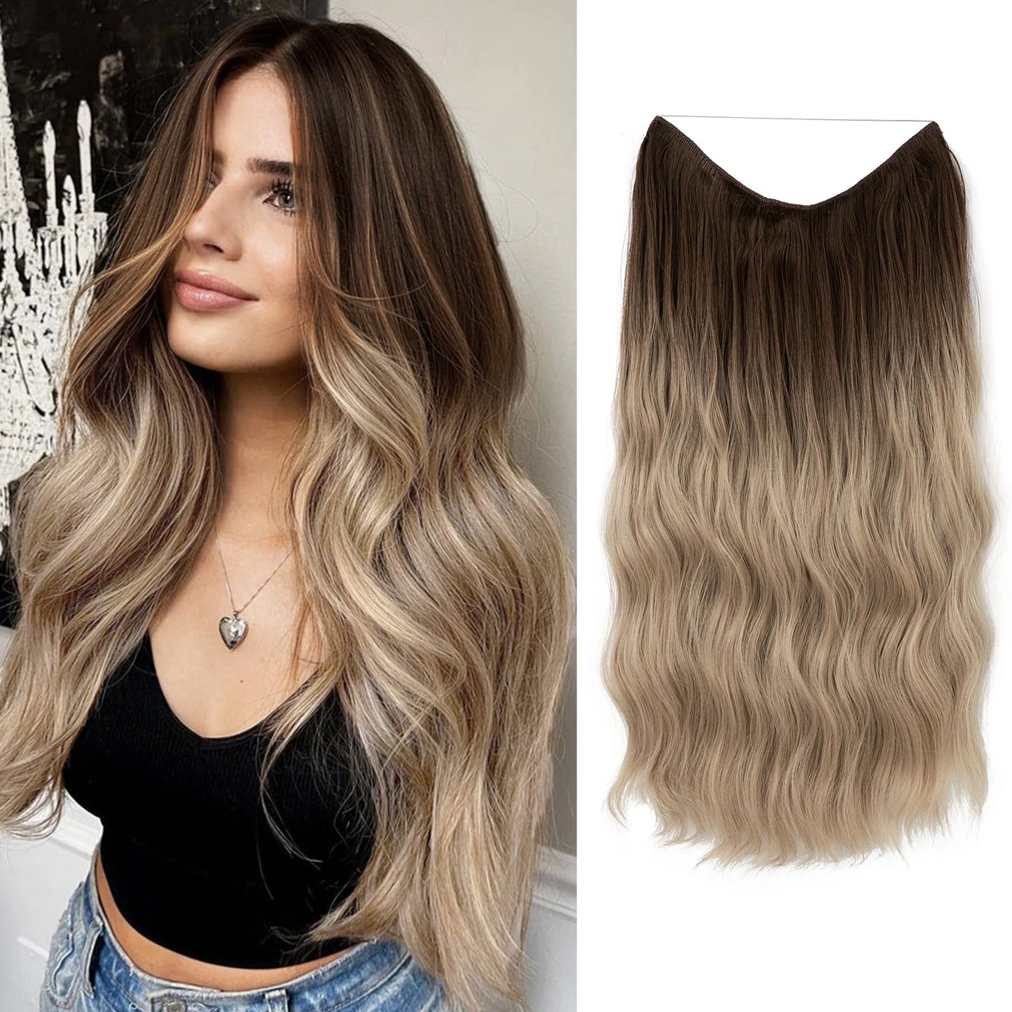 MAXI CORTINA HILO INVIBLE Balayage Semi Natural🥇 60 cm