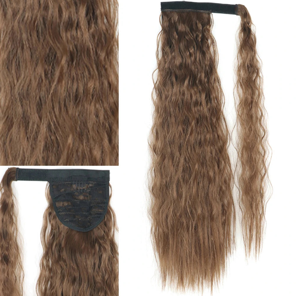 Extensiones Coleta  55 cm y 80 cm de largo Ondas de Sirena Cabello 100% Similar al Cabello Natural 🥇