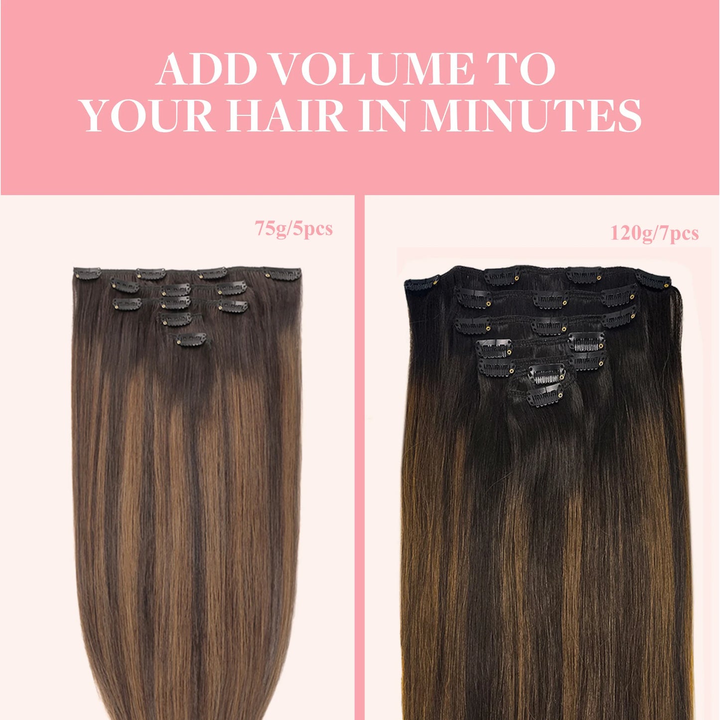 BALAYAGE Extensiones por Capas Clip  55 cm largo Cabello Virgen 100 % Natural